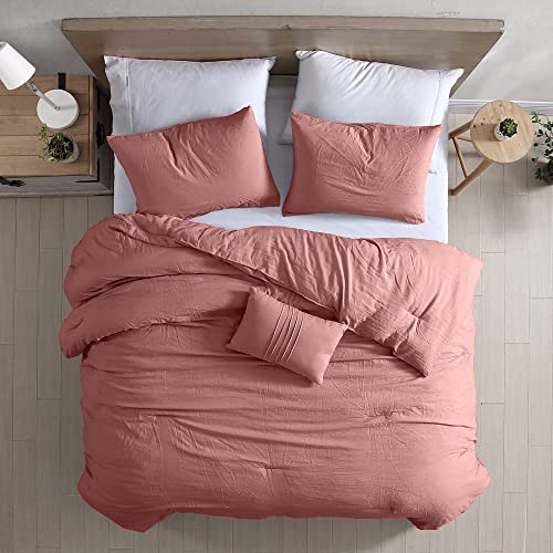 Modern Threads - Comforter Set - Down Alternative Brushed Microfiber - Elegant All Season Bedspread Set - Includes Comforter, Shams, & Decorative Pillow - Luxurious Bedding - Dark Rose