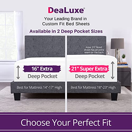 King Fitted Sheet Deep Pocket – Extra Deep Pocket Fitted Sheet King Size 17” - 21” Inch + Fitted Bed Sheets Only - King Size Fitted Sheets with Deep Pockets for Pillow Top Mattress - King Fitted White