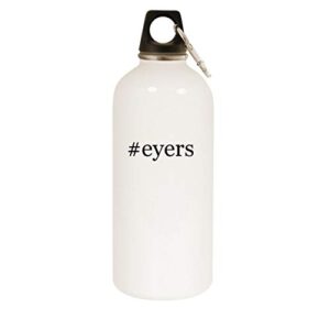molandra products #eyers - 20oz hashtag stainless steel white water bottle with carabiner, white