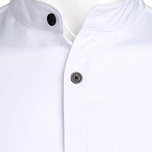 ZEROYAA Mens Hipster Solid Slim Fit Long Sleeve Mandarin Collar Dress Shirts ZLCL08 White Black Medium