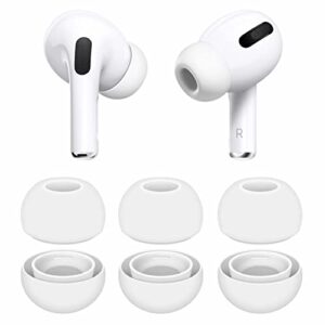 3 pairs compatible with airpods pro and pro 2 ear tips buds, medium size replacement silicone rubber eartips earbuds gel cover accessories compatible with airpods pro 2nd 1st - medium white
