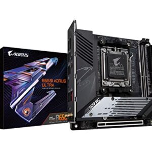 GIGABYTE B650I AORUS Ultra (AM5/ LGA 1718/ AMD/ B650/ Mini-ITX/ 5-Year Warranty/ DDR5/ PCIe 5.0 M.2/ PCIe 5.0/ USB 3.2 Gen2X2 Type-C/Wi-Fi 6E/ Intel 2.5GbE LAN/Q-Flash Plus/EZ-Latch/Motherboard)