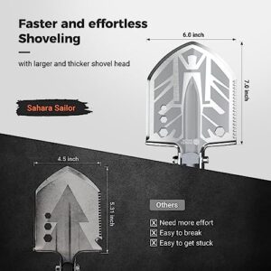 Sahara Sailor Unbreakable Tactical Shovel-180 Degree Folding Shovel-Camping Shovels - 23 in 1 Survival Gear and Equipment Multifunctional Camping Gear Survival Tools for Caping Hiking