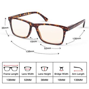 HINDAR PANDA 3 Pairs Reading Glasses Blue Light Blocking,Spring Hinge Readers for Men Amber Tint Anti UV Digital Eyestrain (3 Pack Mix Color, 1.5)