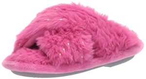 dearfoams unisex child slide slipper, pink polish, 1 big kid us