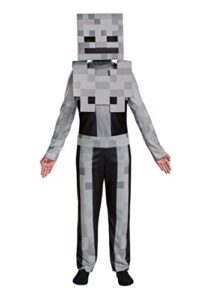 disguise minecraft skeleton costume for kids, video game inspired character outfit, classic child size small (4-6),gray