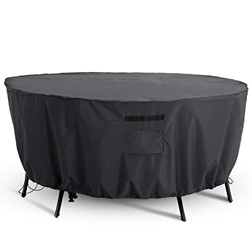 Tempera Round Patio Furniture Cover , Outdoor Table , Sectioal Sofa Set Cover, Tear Resistant , Anti-UV Outside Table Cover Waterproof , 62"D x 27.8"H, Space Grey