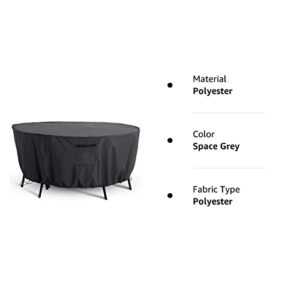 Tempera Round Patio Furniture Cover , Outdoor Table , Sectioal Sofa Set Cover, Tear Resistant , Anti-UV Outside Table Cover Waterproof , 62"D x 27.8"H, Space Grey