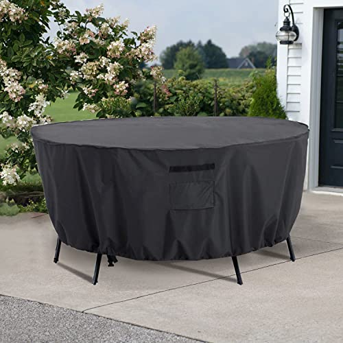 Tempera Round Patio Furniture Cover , Outdoor Table , Sectioal Sofa Set Cover, Tear Resistant , Anti-UV Outside Table Cover Waterproof , 62"D x 27.8"H, Space Grey