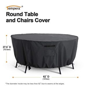 Tempera Round Patio Furniture Cover , Outdoor Table , Sectioal Sofa Set Cover, Tear Resistant , Anti-UV Outside Table Cover Waterproof , 62"D x 27.8"H, Space Grey