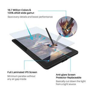 HUION KAMVAS 13 Drawing Tablet with Screen, 13.3" Full-Laminated Graphics Tablet with Battery-Free Stylus Tilt Support for Digital Art, Paint & Design, Work with Mac, PC & Mobile, Black