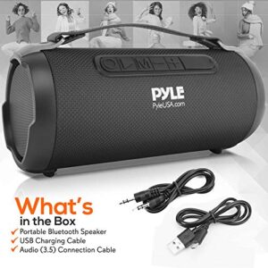 Pyle Wireless Portable Bluetooth Boombox Speaker - 200 Watt Rechargeable Boom Box Speaker Portable Music Barrel Loud Stereo System With AUX Input, MP3/USB/SD Port, Fm Radio, 4" Tweeter - PBMSPG1BK