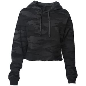 global blank womens cropped hoodie crop top sweatshirts for women cropped sweater, black camo, large