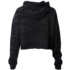 Global Blank Womens Cropped Hoodie Crop Top Sweatshirts for Women Cropped Sweater, Black Camo, Large
