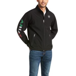 ariat male new team softshell mexico water resistant jacket black medium