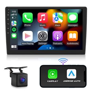 eonon 10.1 inch double din car stereo,wired and wireless carplay & android auto, mirror link, qled display car radio receiver, quick charge/built in dsp, bluetooth 5.0-x20plus