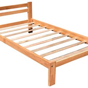 Amazonas Honey Pine Finish Twin Bed & Trundle Solid Pine Wooden Trundle Bed Hardwood Slats Support Suitable for Boys Girls Kids Bedroom Wooden Bed Frame