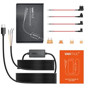 Vantrue 11.5ft Type C USB 12V 24V to 5V Dash Cam Hardwire Kit with Add a Circuit Fuses, Low Voltage Protection for N4, N4 Pro, N2 Pro(2023), E1, E1 Lite, E2, E3, S2-2CH, S2-3CH, N2S, N1 Pro(2023), X4S