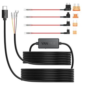 vantrue 11.5ft type c usb 12v 24v to 5v dash cam hardwire kit with add a circuit fuses, low voltage protection for n4, n4 pro, n2 pro(2023), e1, e1 lite, e2, e3, s2-2ch, s2-3ch, n2s, n1 pro(2023), x4s