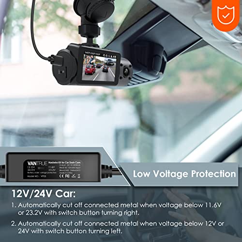 Vantrue 11.5ft Type C USB 12V 24V to 5V Dash Cam Hardwire Kit with Add a Circuit Fuses, Low Voltage Protection for N4, N4 Pro, N2 Pro(2023), E1, E1 Lite, E2, E3, S2-2CH, S2-3CH, N2S, N1 Pro(2023), X4S