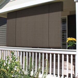 Windscreen4less Exterior Roller Shade Blinds Outdoor Roll Up Shade Privacy for Deck Back Yard Gazebo Pergola Balcony Patio Porch 7’ W x 6’ L Brown…