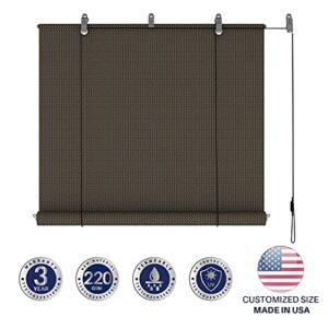 Windscreen4less Exterior Roller Shade Blinds Outdoor Roll Up Shade Privacy for Deck Back Yard Gazebo Pergola Balcony Patio Porch 7’ W x 6’ L Brown…