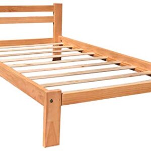 Amazonas Twin Size Bed Frame Solid Pine Wood Honey Pine with Hardwod Slats Support Finish Wooden Kids Bed Single Suitable for Boys Girls Bedroom Wooden Bed Frame