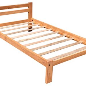 Amazonas Twin Size Bed Frame Solid Pine Wood Honey Pine with Hardwod Slats Support Finish Wooden Kids Bed Single Suitable for Boys Girls Bedroom Wooden Bed Frame