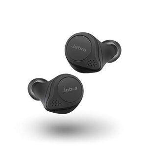 jabra elite 75t black voice assistant enabled true wireless earbuds with charging case (renewed)