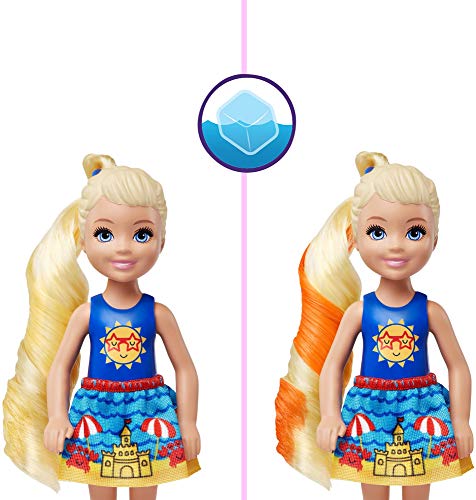 Barbie Color Reveal Chelsea Doll with 6 Surprises: Water Reveals Doll’s Look & Creates Color Change on Hair; 4 Mystery Bags Contain a Surprise Detachable Ponytail, Skirt, Shoes & Accessory