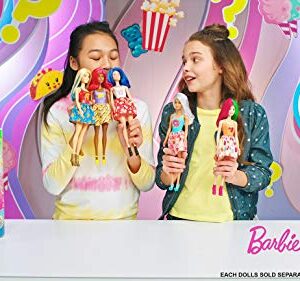 Barbie Color Reveal Doll with 7 Surprises: Water Reveals Doll’s Look & Creates Color Change on Face & Sculpted Hair; 4 Mystery Bags Contain Surprise Scented Wig, Skirt, Shoes & Sponge; Food-Themed