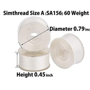 Simthread 25pcs White Prewound Bobbin Thread Size A (SA156) 60WT for Brother Innovis, Babylock, Bernette, Bernina and Janome Embroidery Thread Sewing Thread Machine with Clear Storage Plastic Case DIY