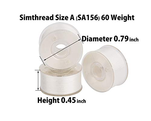 Simthread 25pcs White Prewound Bobbin Thread Size A (SA156) 60WT for Brother Innovis, Babylock, Bernette, Bernina and Janome Embroidery Thread Sewing Thread Machine with Clear Storage Plastic Case DIY