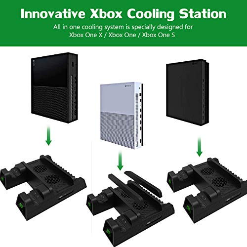 Cooling Stand for Xbox One/One S/One X, CTPOWER Vertical Charging Station with 2 Pack 600mAh Batteries, Games Storage, Dual Controller Charging Station