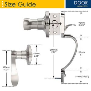 home improvement direct Single Cylinder HandleSet Door Handle for Entrance Front Door Handle for Right Handed Doors, Camelot Trim Lower Half Handle Set in Satin Nickel Finish