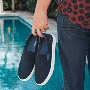 OLUKAI Lae'ahi Men's Slip On Sneakers, Lightweight Barefoot Feel & Breathable Mesh, Water Resistant Heel & Wet Grip Rubber Soles, Removable Gel Insert, Blue Depth/Blue Depth, 9.5