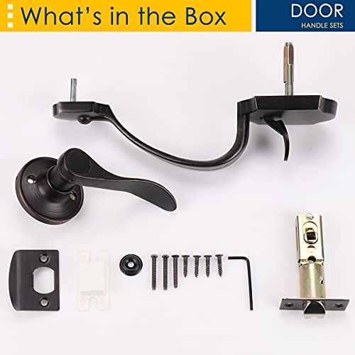 home improvement direct Single Cylinder HandleSet Door Handle for Entrance, Front Door Handle for Right Handed Doors, Camelot Trim Lower Half Handle Set in Oil Rubbed Bronze Finish