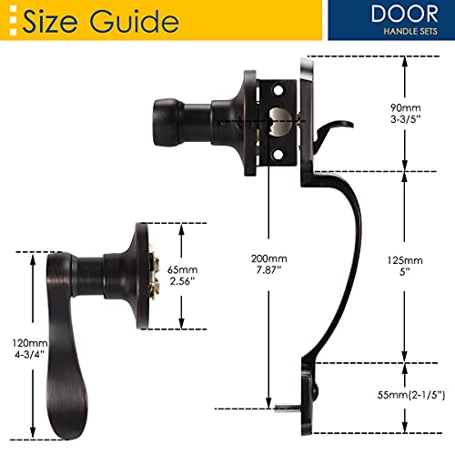 home improvement direct Single Cylinder HandleSet Door Handle for Entrance, Front Door Handle for Right Handed Doors, Camelot Trim Lower Half Handle Set in Oil Rubbed Bronze Finish