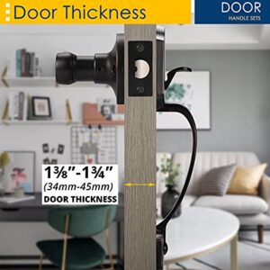 home improvement direct Single Cylinder HandleSet Door Handle for Entrance, Front Door Handle for Right Handed Doors, Camelot Trim Lower Half Handle Set in Oil Rubbed Bronze Finish