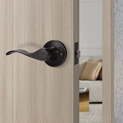 home improvement direct Single Cylinder HandleSet Door Handle for Entrance, Front Door Handle for Right Handed Doors, Camelot Trim Lower Half Handle Set in Oil Rubbed Bronze Finish