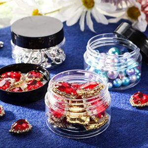 36 Pieces Plastic Jars Round Clear Leak Proof Cosmetic Container Jars with Inner Liners and Lids for Lotions Ointments Travel Make Up Storage (2 oz, Black)