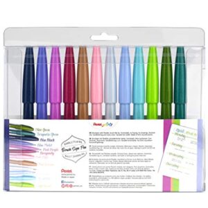 Pentel Brush Sign Pen SES15C-12 Fibre-Tip Pen 12 assorted colours