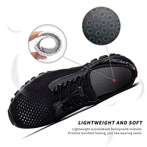 Men Water Shoes Quick Drying Women Water Hiking Swim Beach Shoes for Sailing Kayaking Surfing All Black