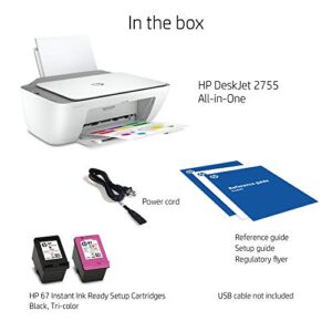 HP DeskJet 2755 Wireless All-in-One Printer, Mobile Print, Scan & Copy, HP Instant Ink Ready, Works with Alexa (3XV17A)