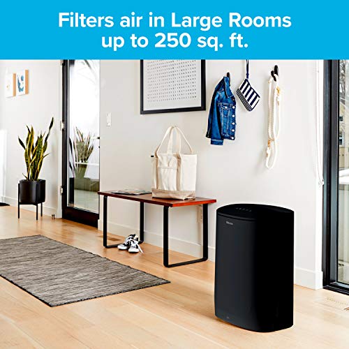 Filtrete Air Purifier, Large Room with True HEPA Filter, Captures 99.97% of Airborne particles such as Smoke, Pollen, Bacteria, Virus for 250 Sq. Ft. Office, Bedroom, Kitchen, FAP-C03BA-G2, Black