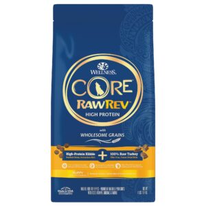 wellness core rawrev dry puppy food with wholesome grains, natural ingredients, made in usa with real freeze-dried meat (puppy, turkey, 4 lbs)