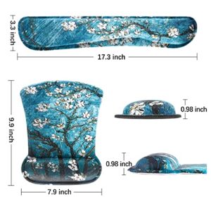 Keyboard Wrist Rest Pad Ergonomic Mouse Pad Set, ToLuLu Gel Mouse Pad Wrist Support for Computer Laptop, Mousepad Keyboard Wrist Support with Memory Foam for Easy Typing Pain Relief, Van Gogh Painting