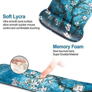 Keyboard Wrist Rest Pad Ergonomic Mouse Pad Set, ToLuLu Gel Mouse Pad Wrist Support for Computer Laptop, Mousepad Keyboard Wrist Support with Memory Foam for Easy Typing Pain Relief, Van Gogh Painting