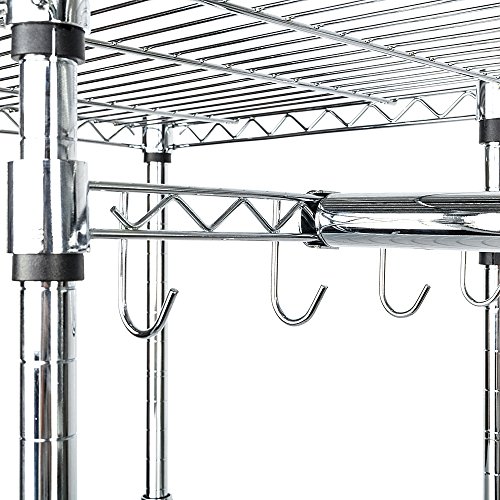 Freestanding Closet with Hanging Rod,Heavy Duty Metal Hanging Storage Organizer Rack,Wire Shelving Garment Rack Clothes Rack,Wardrobe with Shelves (57.9"~85" x 13.8" x 71.7")