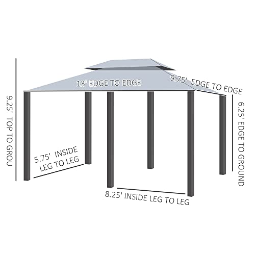 Outsunny 10' x 13' Patio Gazebo, Outdoor Gazebo Canopy Shelter with Curtains, Vented Roof, Steel Frame for Garden, Lawn, Backyard and Deck, Sage Gray